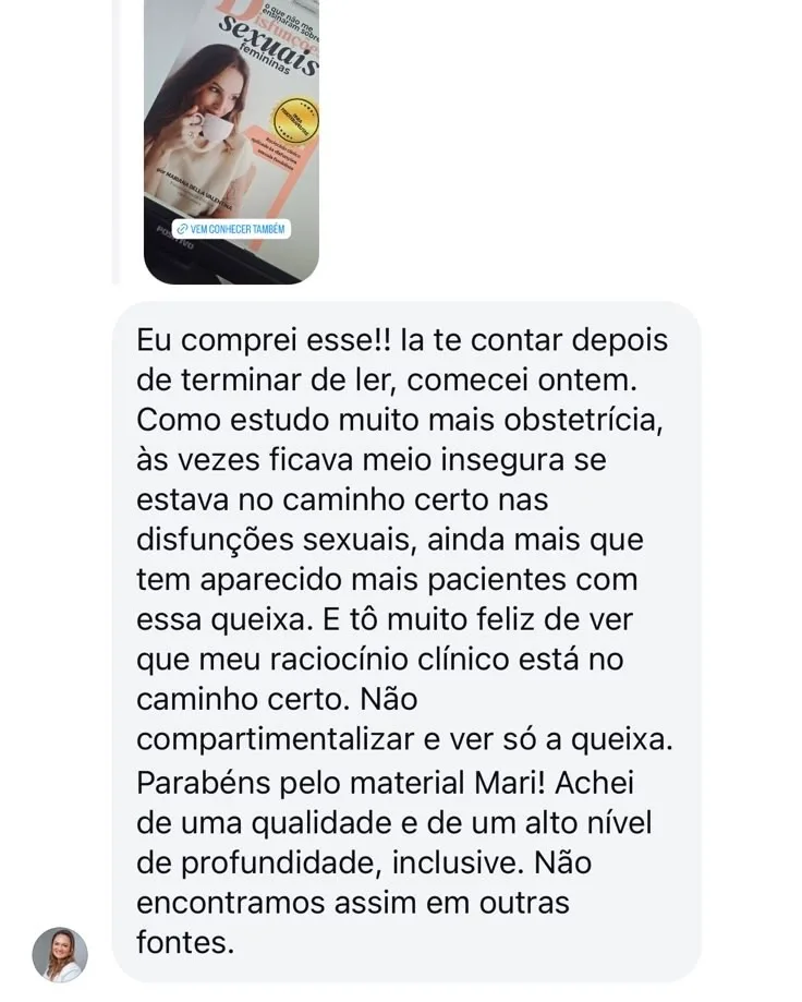 Print de mensagem no Instagram sobre disfunções sexuais femininas
