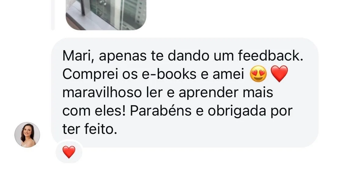 Print de mensagem no Instagram agradecendo pelos e-books